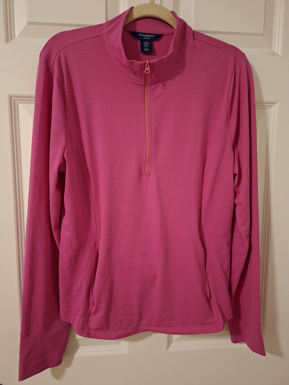 Tommy Bahama Active Women's Pink Honeycomb Quarter-Zip Pullover, Size XL